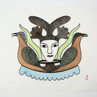 Kenojuak Ashevak "Summer Ptarmigan and Land Spirit," 1980, stonecut & stencil, edition 30/50