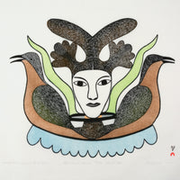 Kenojuak Ashevak "Summer Ptarmigan and Land Spirit," 1980, stonecut & stencil, edition 30/50
