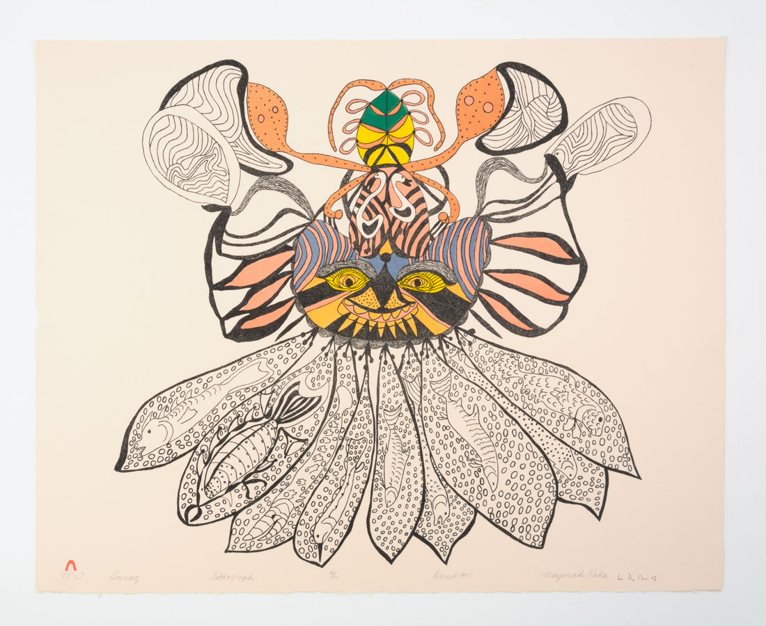Mayoreak Ashoona & Kaka Ashoona "Tornaq," 1977, lithograph, edition 12/50