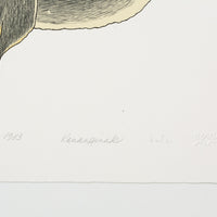 Kananginak Pootoogook "Working Dog," 1983, colour lithograph, edition 27/50