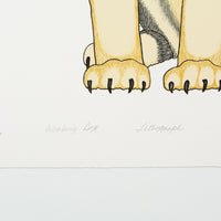 Kananginak Pootoogook "Working Dog," 1983, colour lithograph, edition 27/50