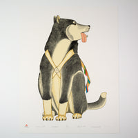 Kananginak Pootoogook "Working Dog," 1983, colour lithograph, edition 27/50