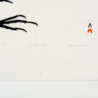Kananginak Pootoogook "Tulugaak Preening Feathers," 1984, stonecut, edition 42/50