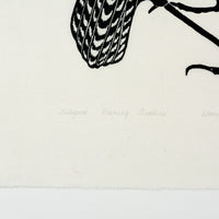 Kananginak Pootoogook "Tulugaak Preening Feathers," 1984, stonecut, edition 42/50