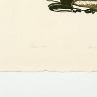 Kananginak Pootoogook "Resting Caribou," 1987, stonecut, edition 34/50