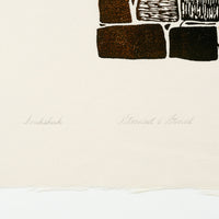 Kananginak Pootoogook "Inukshuk," 1987, stonecut & stencil, edition 34/50
