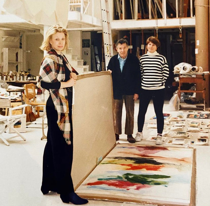 Director of Fischtein Fine Art, Sharon Fischtein with Friedel Dzubas at his studio on March 3, 1992