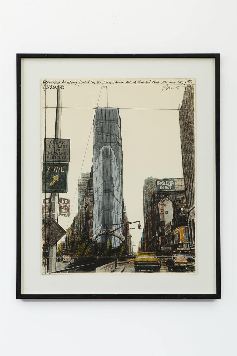 Jeanne-Claude and Christo "Wrapped Building (Project for #1 Times Square)," 1985, lithograph & mixed media, edition 23/26