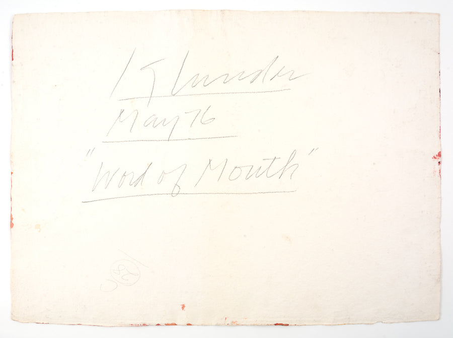 Image ID: the back side of a work on paper by Harold Klunder (b. 1943). The image shows a signature, date and title of the artwork inscribed in pencil.