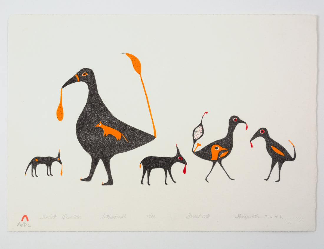 Ikayukta Tunnillie "Timiat Qimiklu," 1978, lithograph, edition 11/50