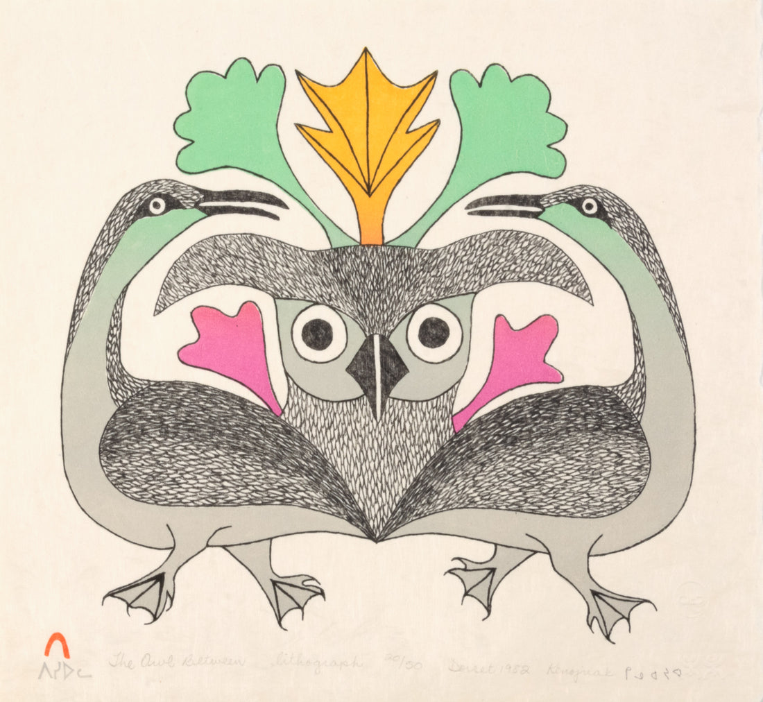 Kenojuak Ashevak "The Owl Between," 1982, lithograph, edition 20/50