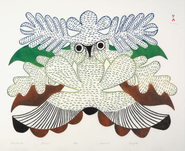 Kenojuak Ashevak "Owl of the Sea," 1977, stonecut, edition 18/200