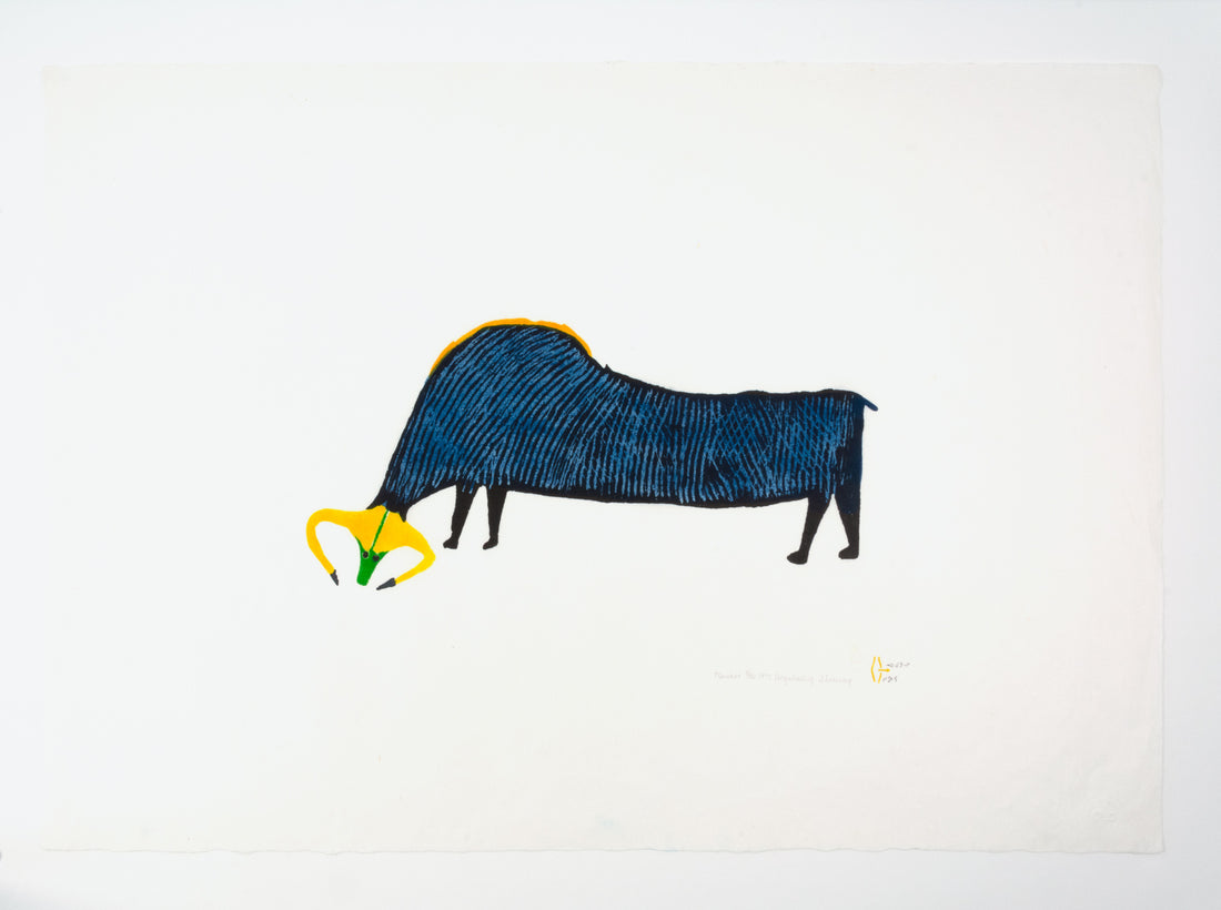 Luke Anguhadluq & Thomas Sivuraq "Muskox," 1977, lithograph, edition 8/50