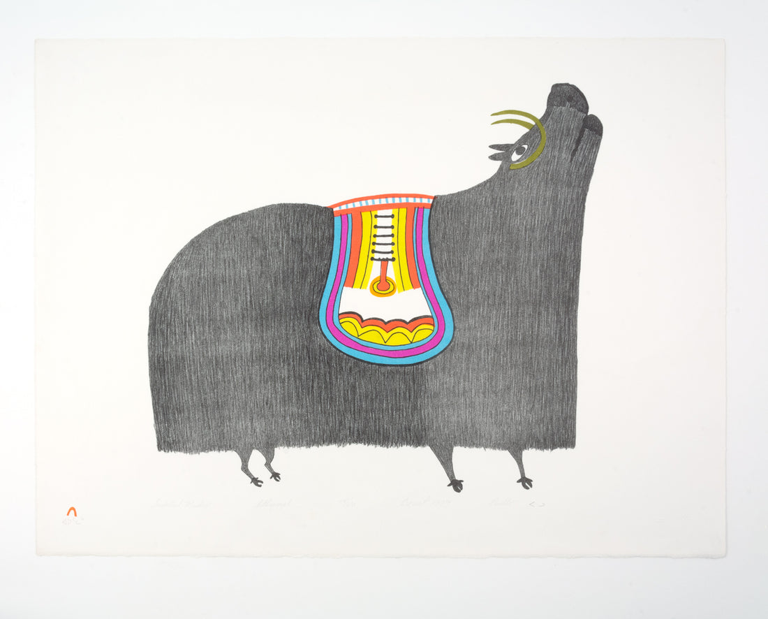 Pudlo Pudlat "Saddled Muskox," 1979, lithograph, edition 48/50