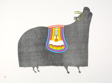 Pudlo Pudlat "Saddled Muskox," 1979, lithograph, edition 48/50