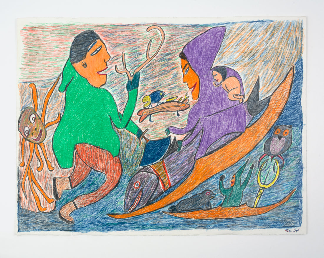 Ruth Annaqtuusi Tulurialik "Untitled," c. 1975, coloured pencil on paper