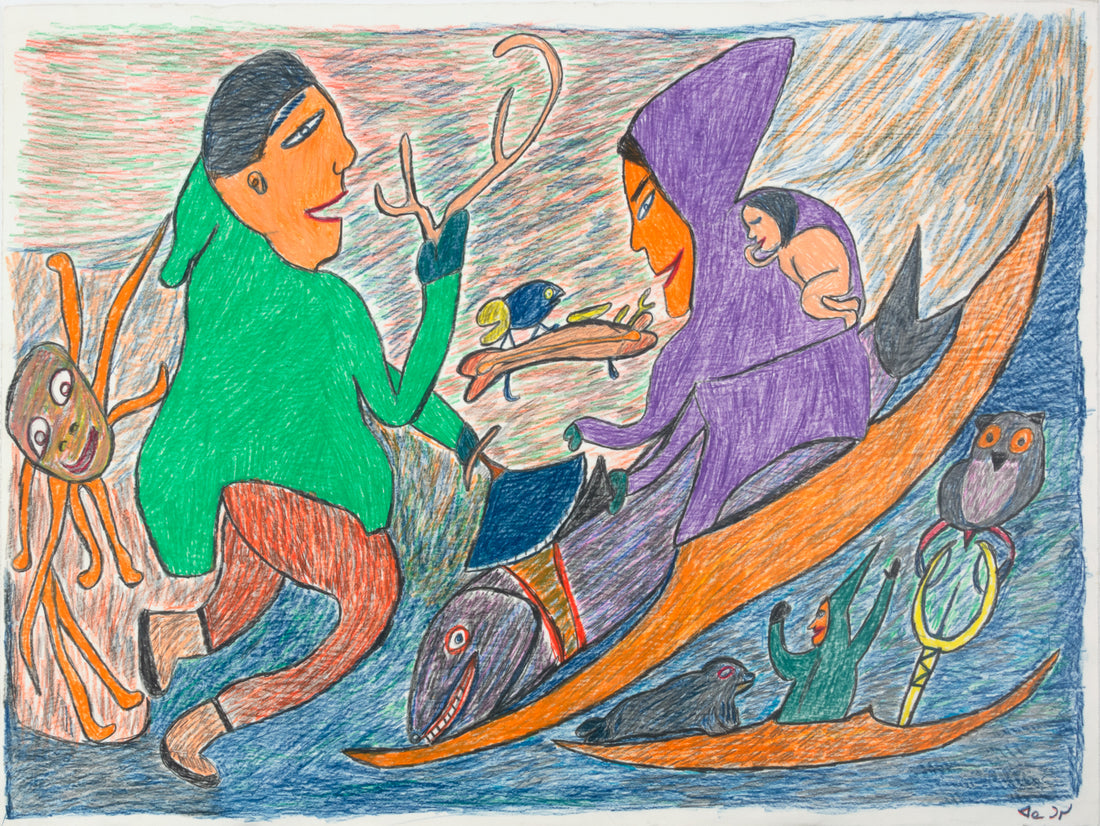 Ruth Annaqtuusi Tulurialik "Untitled," c. 1975, coloured pencil on paper