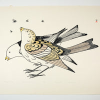 Kananginak Pootoogook "Feeding on Flies," 1981, stonecut & stencil, edition 13/50