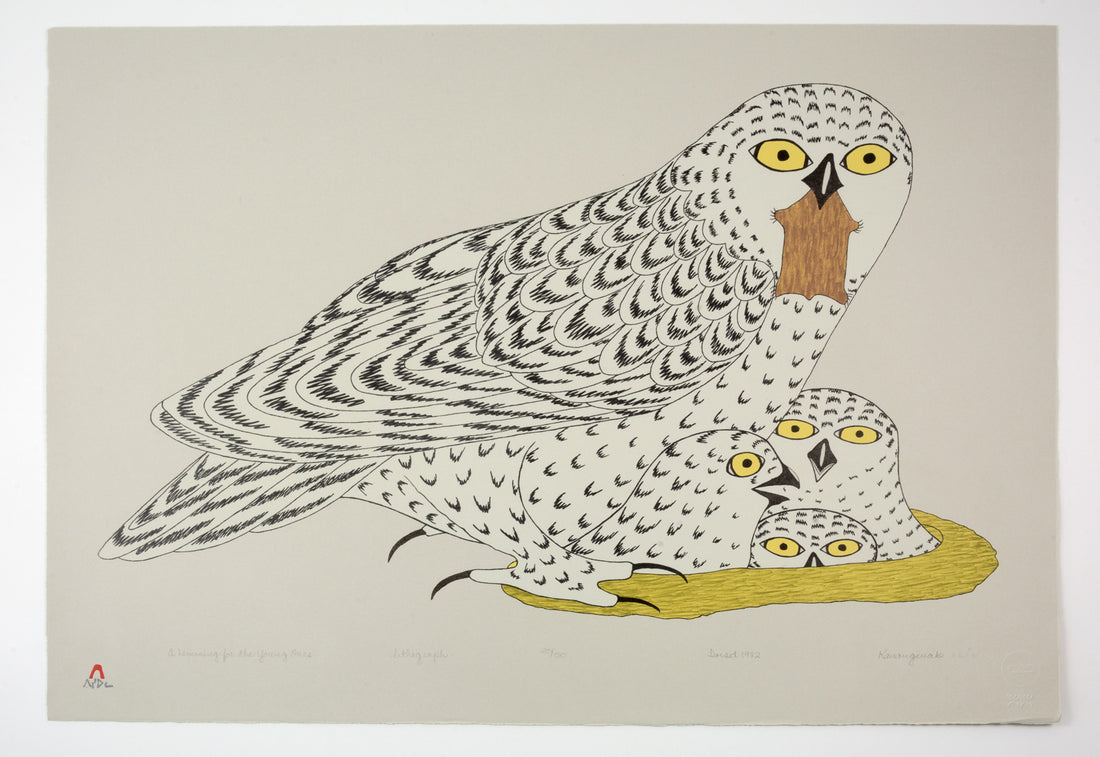 Kananginak Pootoogook "A Lemming for the Young Ones," 1982, colour lithograph, edition 20/50