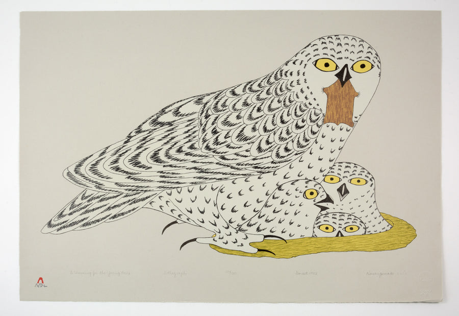 Kananginak Pootoogook "A Lemming for the Young Ones," 1982, colour lithograph, edition 20/50