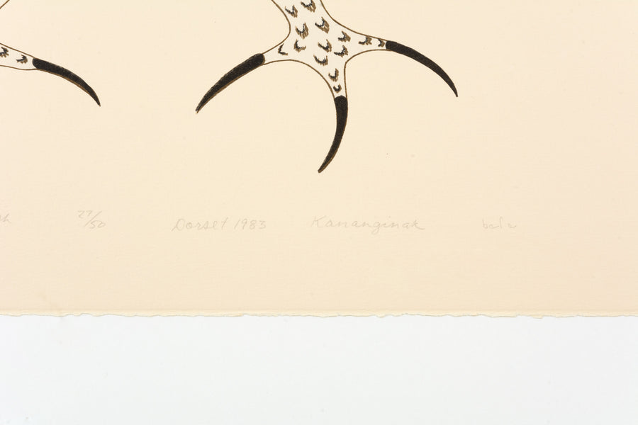 Kananginak Pootoogook "The Owl's Descent," 1983, lithograph, edition 27/50
