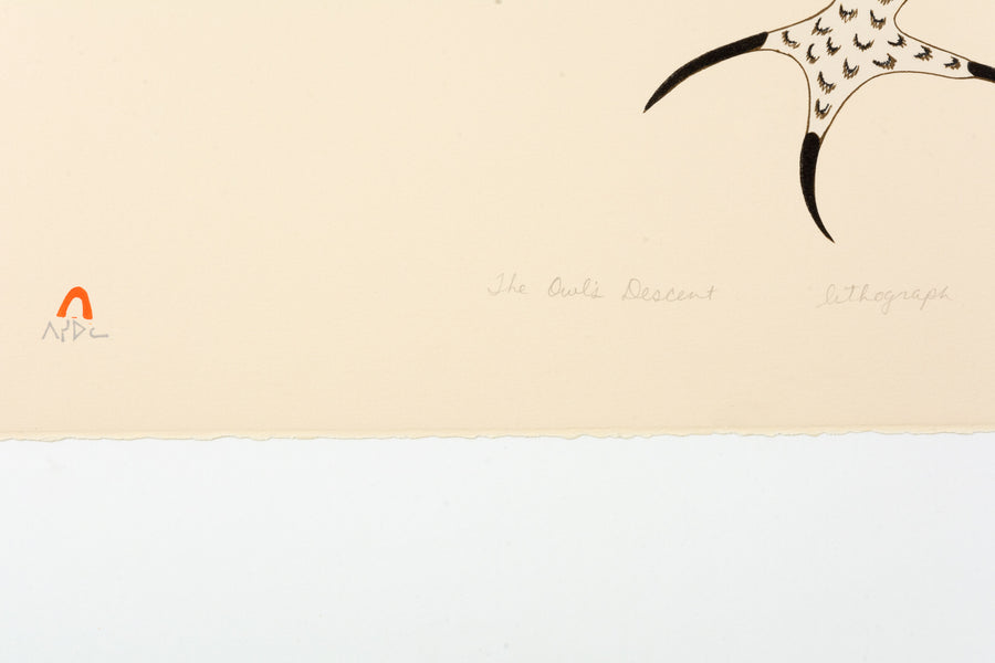 Kananginak Pootoogook "The Owl's Descent," 1983, lithograph, edition 27/50