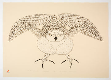 Kananginak Pootoogook "The Owl's Descent," 1983, lithograph, edition 27/50