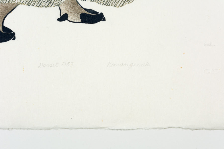 Kananginak Pootoogook "Lone Muskox," 1983, stonecut & stencil, edition 45/50