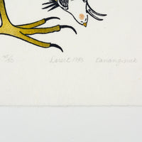 Kananginak Pootoogook "Eagle with Prey," 1983, stonecut & stencil, edition 45/50