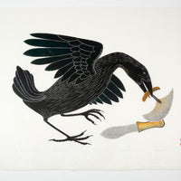 Kananginak Pootoogook "The Raven's Treasure," 1984, stonecut & stencil, edition 42/50