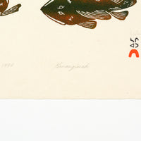 Kananginak Pootoogook "Winter Fishing," 1987, stonecut, edition 34/50