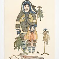 Kananginak Pootoogook "Gathering Kelp," 1986, woodcut, edition 27/50