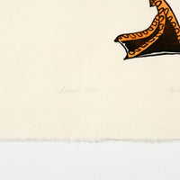 Kananginak Pootoogook "Snail Shell and Eider Duck," 1988, stonecut & stencil, edition 27/50