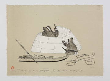 Kananginak Pootoogook "Building a snowhouse," 1978, lithograph, edition 12/60